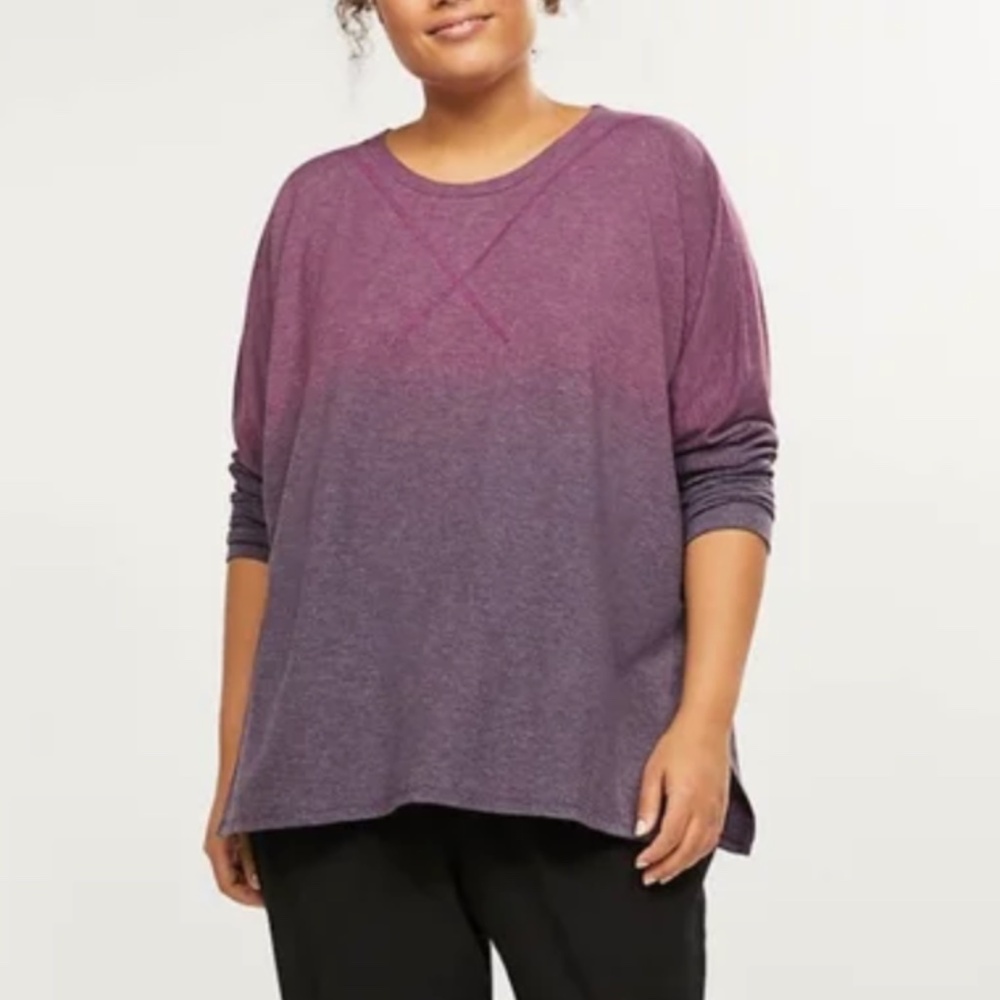 Livi Active - Ombre Purple Lounge Terry Sweatshirt Long Sleeve Top - 18/20 2X